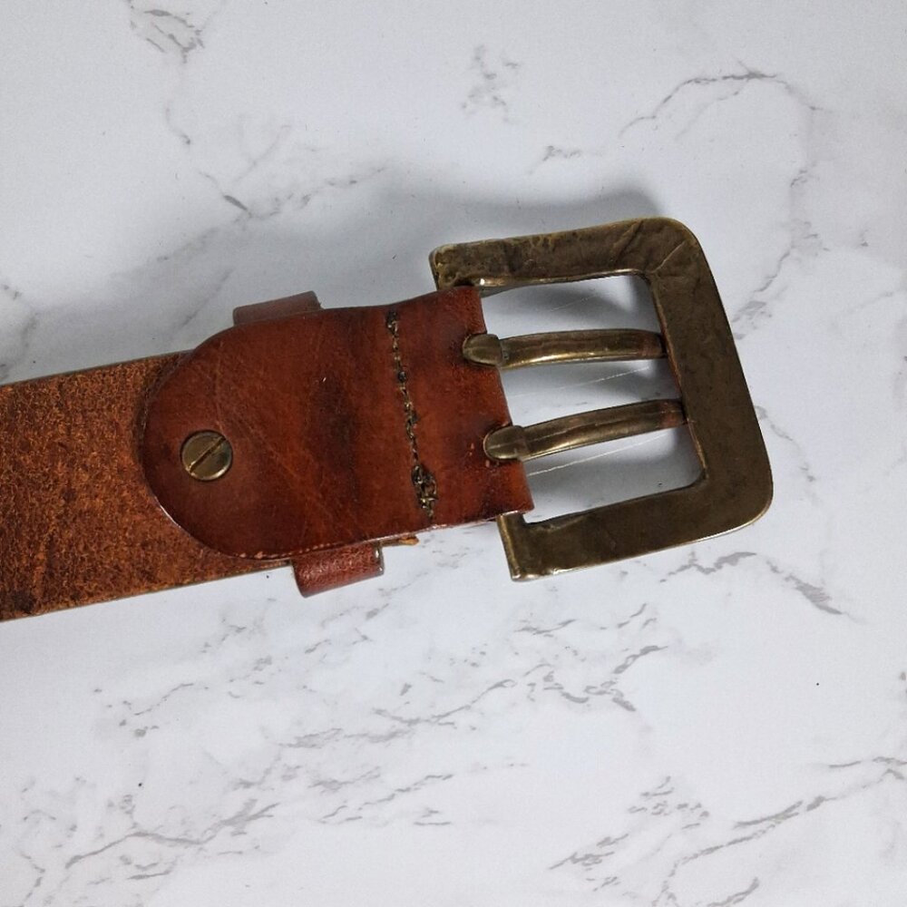Rugged Brown Genuine Leather Double Hole Belt Made in Italy LINDBERG Size 30 - Picture 8 of 8